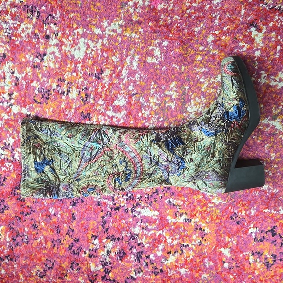 SOLD Velvet Metallic Paisley Gogo Boots Retro Vintage 90s 70s Style Toni Pons - Picture 7 of 12